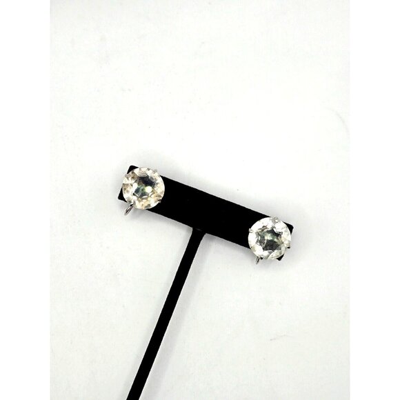 Vintage EVCO signed Large Faceted Crystal screw back earrings - Picture 1 of 5